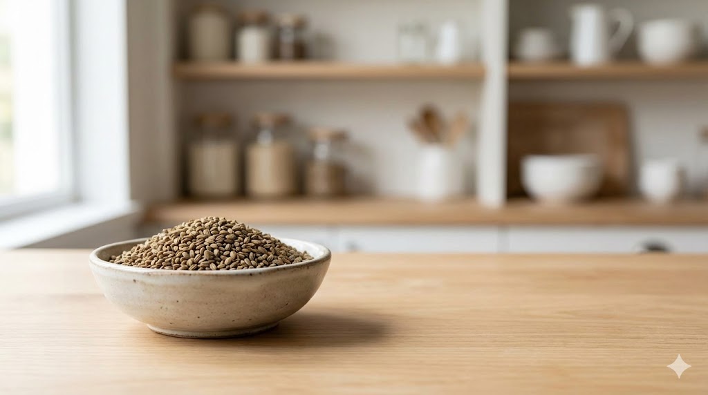 Whole celery seeds in a bowl