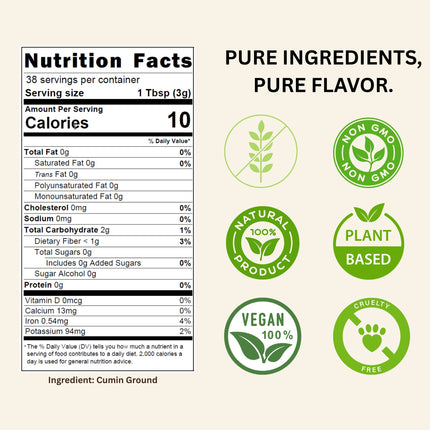 Cumin Powder – Ground Jeera, Non-GMO, Bold Flavor, Ideal for Spice Blends, Coriander Pairing, and Bulk Culinary Use