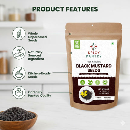 Black Mustard Seeds – All-Natural, GMO-Free, Bold Flavor for Indian Cooking & Pickling
