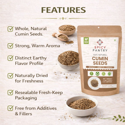 Whole Cumin Seeds – Non-GMO, Bold Flavor, Ideal for Jeera Recipes, Spice Blends, and Culinary Seed Use